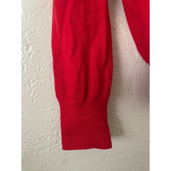 J.Crew Merino Wool Turtle Neck Roll Neck Red Sweater Holidays Christmas Modest M - Picture 6 of 10